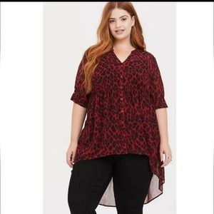 Torrid Chiffon Hi-Low Tunic Top 1x Cheetah print